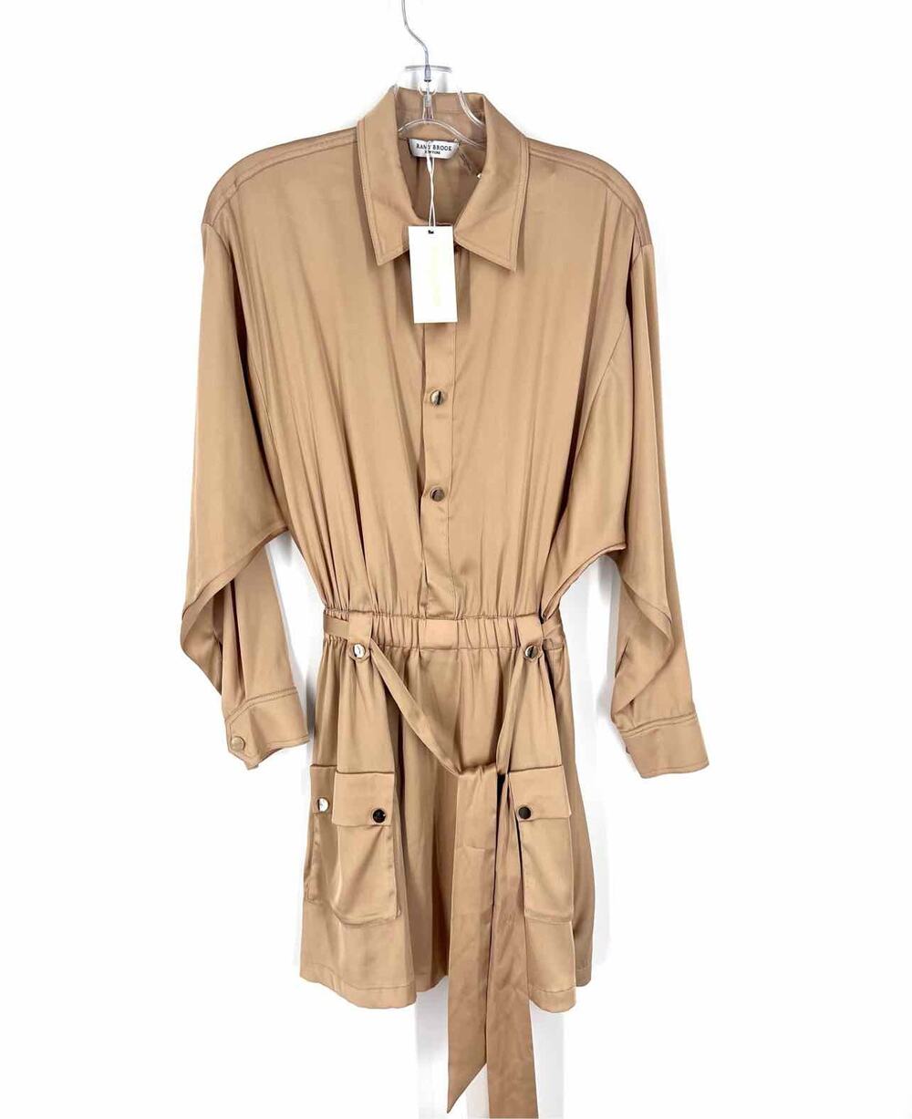 Ramy Brook Size S Pet Lt Brown/Gold Cargo Buttons NEW Designer Dress